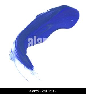 Blau grunge Pinsel Ölfarbe auf weißem Hintergrund Stockfoto