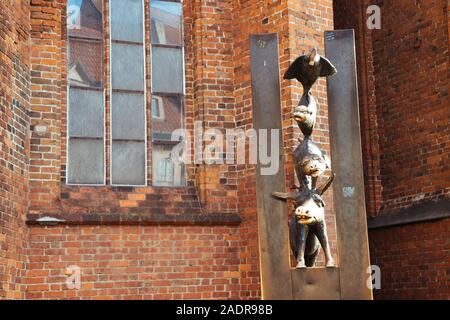 Riga, Lettland - 11. August 2019: Skulptur des Bremer Stadtmusikanten Stockfoto