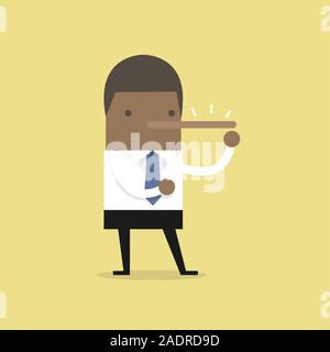 Liegenden afrikanischen Geschäftsmann mit langer Nase. Stock Vektor