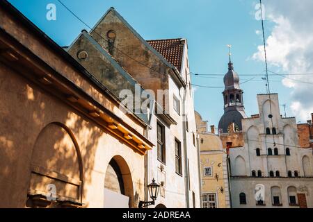 Altstadt drei Brüder Gebäude in Riga, Lettland Stockfoto