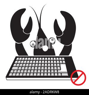 Tier Krebs Symbol und Tastatur auf isolierten weißen Hintergrund. Vektor Bild. Stock Vektor