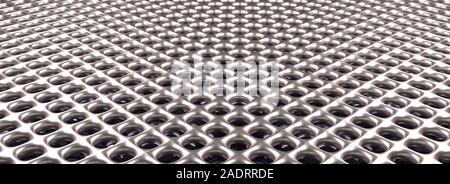 Glänzendes Silber metall Raster verwenden als moderne Hintergrund, 3D-Rendering Stockfoto