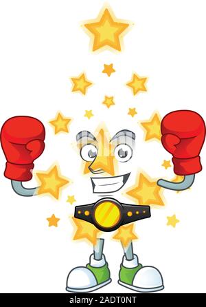 Funny Boxing Christmas Star cartoon character style Stock Vektor