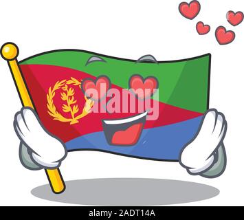 Falling In Love Happy cute Flagge Eritrea cartoon Design Stock Vektor