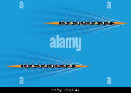 Rennen von acht Ruderer mit gemischten Paddler Stock Vektor