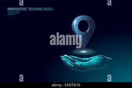 3D-Karte Lage business Symbol. Realistische Symbol polygonalen Lieferung weltweit Planet. Versand online shopping in Richtung City Adresse Position Stock Vektor