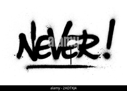 Graffiti gesprüht Wort nie in Schwarz auf Weiß Stock Vektor