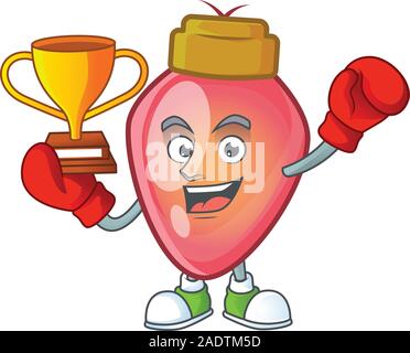 Super cooles Boxing Sieger rot Weihnachtsgeschenk in Mascot Cartoon Stil Stock Vektor