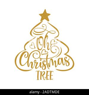 Oh christmas tree - Kalligraphie Phrase für Weihnachten. Handgezeichneten Schriftzug für Weihnachten Glückwunschkarten, Einladungen. Gut für T-Shirt, Tasse, Schrott Buchung Stock Vektor