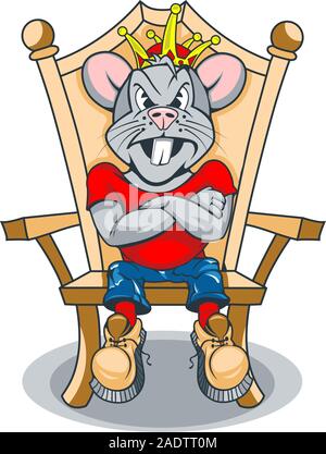 Strenge Ratte König auf dem Thron sitzen Stock Vektor