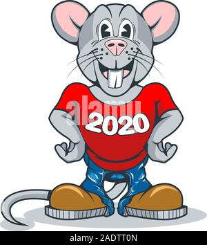 Happy Ratte, Symbol der 2020 auf dem chinesischen Kalender Stock Vektor