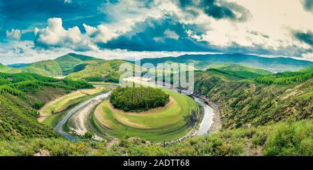 Panorama von melero Horseshoe Mäander in Salamanca, Spanien Stockfoto