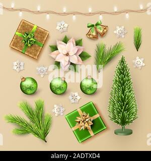 Set Mit Weihnachtsartikeln Stock Vektor