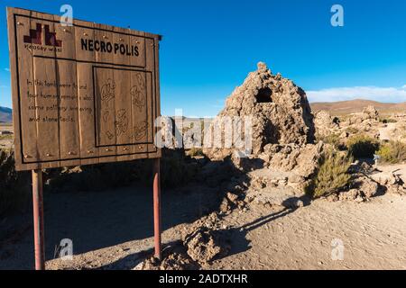 Nekropole, San Juan del Rosario, südlichen Altiplano, Salar de Uyuni, Potosi, im Südwesten von Bolivien, Lateinamerika Stockfoto