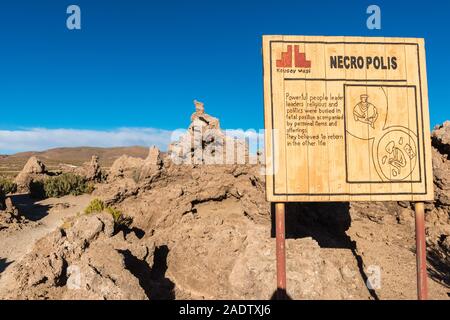 Nekropole, San Juan del Rosario, südlichen Altiplano, Salar de Uyuni, Potosi, im Südwesten von Bolivien, Lateinamerika Stockfoto