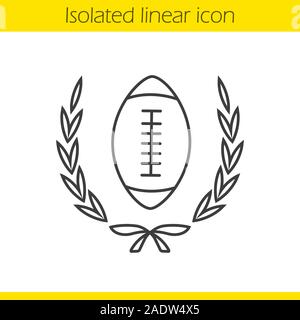 American football Meisterschaft lineare Symbol. Dünne Linie Abbildung. American football Ball im Lorbeerkranz. Kontur Symbol. Vektor isoliert Umriss d Stock Vektor
