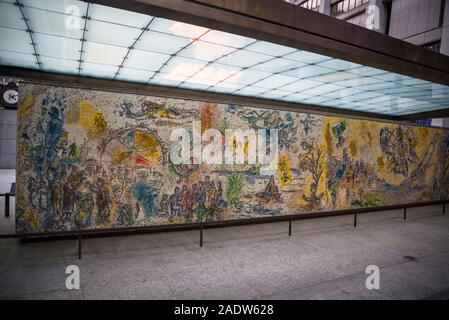 Exelon Plaza Brunnen Wandbild, Chicago, Illinois, USA Stockfoto