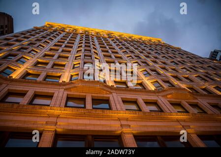 Railway Exchange Gebäude, auch bekannt als Santa Fe Gebäude, ist ein 17-stöckiges Bürogebäude im Historischen Michigan Boulevard District der Schleife comm Stockfoto