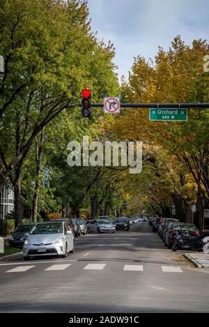 Wohlhabende West Fullerton Avenue, Lincoln Park Nachbarschaft, Nordseite, Chicago, Illinois, USA Stockfoto