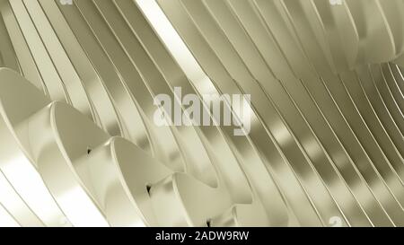 Golden schöne bunte 3D-Hintergrund mit glatten Linien und Wellen von Metall. 3D-Rendering, 3D-Darstellung. Stockfoto
