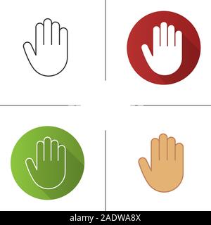Palm Symbol. Flache Bauweise, lineare und Farbe Stile. Stop, Gruß- und hohe fünf Geste. Isolierte Vektorgrafiken Stock Vektor