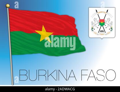 Burkina Faso offizielle nationale Flagge und Wappen, die afrikanische Länder sind, Vector Illustration Stock Vektor