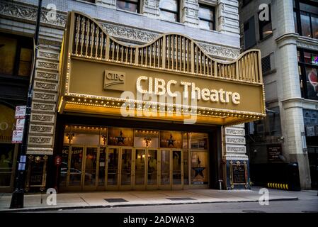 Musikalische Hamilton spielen bei CIBC Theater, früher Majestic Theater, West Monroe Street, der Loop, Chicago, Illinois, USA Stockfoto