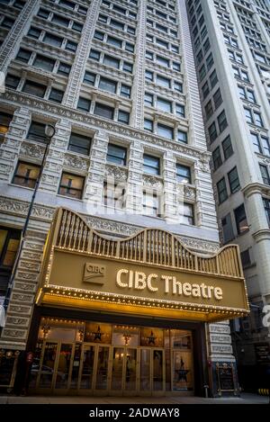 Musikalische Hamilton spielen bei CIBC Theater, früher Majestic Theater, West Monroe Street, der Loop, Chicago, Illinois, USA Stockfoto