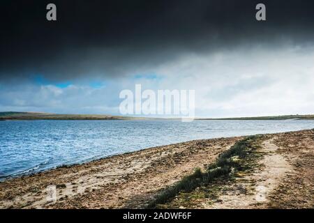 Das Windswept Colliford See am Bodmin Moor in Cornwall. Stockfoto