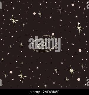 Nahtlose Muster mit Sternen. Kosmische Hintergrund. Vector Illustration Stock Vektor