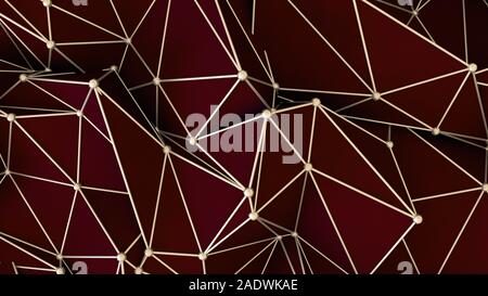 Red abstrakten 3D-Hintergrund mit Struktur und Dreiecken. 3D-Rendering, 3D-Darstellung. Stockfoto