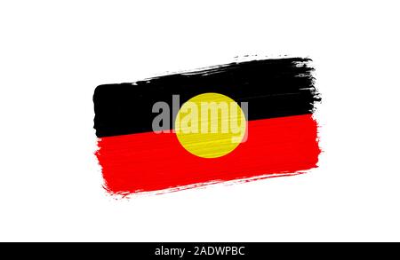 Gemalt Flagge von Aborigines auf weißem Hintergrund Stockfoto