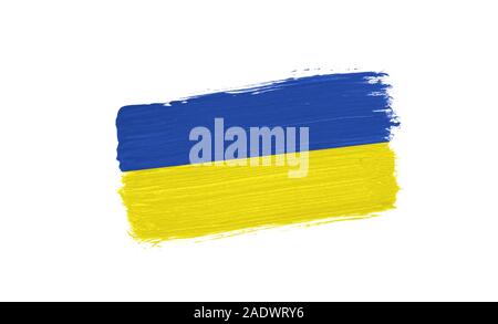 Gemalt Flagge der Ukraine auf weißem Hintergrund Stockfoto