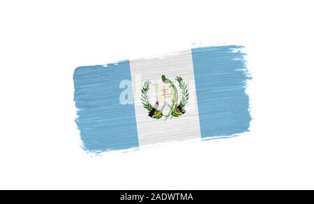 Gemalt Flagge Guatemala auf weißem Hintergrund Stockfoto