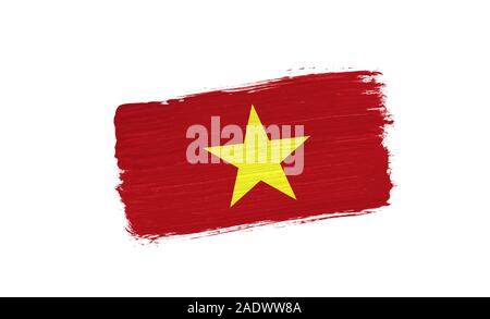 Gemalt Flagge von Vietnam auf weißem Hintergrund Stockfoto