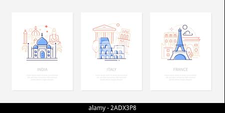 Reisen und Besichtigungen - Line Design Stil Banner Stock Vektor