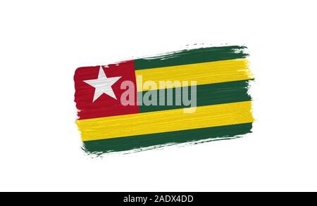 Gemalt Flagge von Togo auf weißem Hintergrund Stockfoto