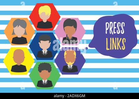 Text Zeichen angezeigt Presse Links. Business Foto präsentiert eine Website s analysisipulate ist das Ranking in Google Suche Bilder frames Chief execut Stockfoto