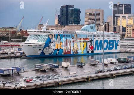 Moby Wonder Kreuzfahrt Schiff angedockt in Genua, Italien, Europa Stockfoto