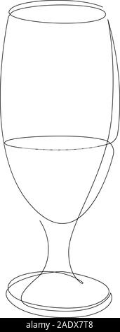 Kontinuierliche eine Zeichnung aus Glas mit Cocktail, Bier oder Getränk. Vector Illustration Stock Vektor