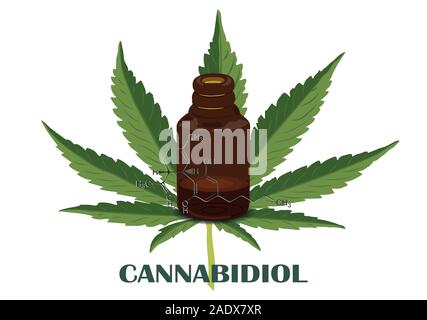 Die Formel von Hanf CBD. Strukturmodell der Moleküle Cannabidiol und Tetrahydrocannabinol. Medizinisches Cannabis. Medizinisches Marihuana, Vektor Stock Vektor