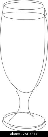 Kontinuierliche eine Zeichnung aus Glas mit Cocktail, Bier oder Getränk. Vector Illustration Stock Vektor