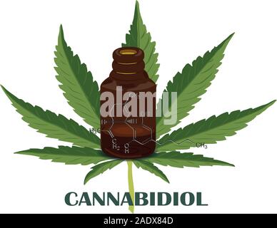 Die Formel von Hanf CBD. Strukturmodell der Moleküle Cannabidiol und Tetrahydrocannabinol. Medizinisches Cannabis. Medizinisches Marihuana, Vektor Stock Vektor