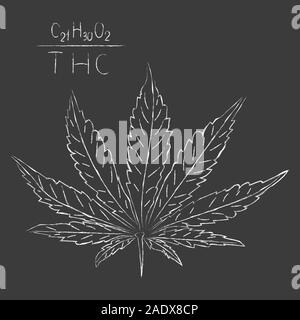 Die Formel von Hanf CBD. Strukturmodell der Moleküle Cannabidiol und Tetrahydrocannabinol. Medizinisches Cannabis. Medizinisches Marihuana, Vektor Stock Vektor