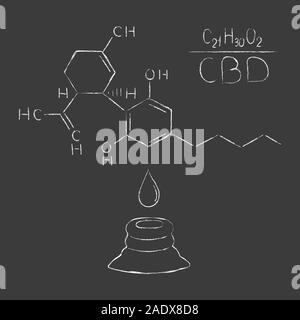 Die Formel von Hanf CBD. Strukturmodell der Moleküle Cannabidiol und Tetrahydrocannabinol. Medizinisches Cannabis. Medizinisches Marihuana, Vektor Stock Vektor