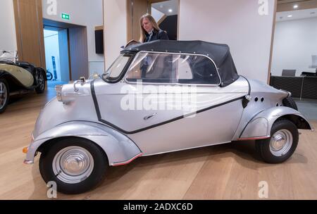 Bonhams, London, UK. 5. Dezember 2019. Bonhams Bond Street feine Collectors' Motor Auto Verkauf Vorschau umfasst Autos von Jay Kay, Barbara Hutton, seine Königliche Hoheit der Prinz von Wales, Jools Holland besessen. Der Verkauf findet am 7. Dezember. Bild: 1959 FMR/Messerschmitt Tg 500 Microcar, vollständig restauriert. Schätzung £ 120,000-160,000. Credit: Malcolm Park/Alamy Leben Nachrichten. Stockfoto