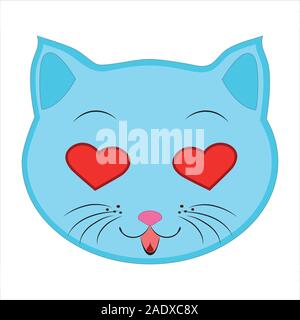 Flache Zeichnung einer Katze . Ein Emoji Zeichen und Symbole der Katze. Herz Augen Symbol. vektor Stock Vektor