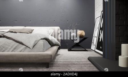 Modernes Design Wohnzimmer im skandinavischen Stil. 3D-Rendering Stockfoto