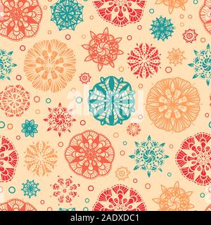 Abstrakte Doodle Kreise nahtlose Muster Hintergrund. Kreative handgezeichnete Mandalas. Ideal für elegante Textilien, Karten, die Umhüllung, die Tapete - Vektor des Stockfoto
