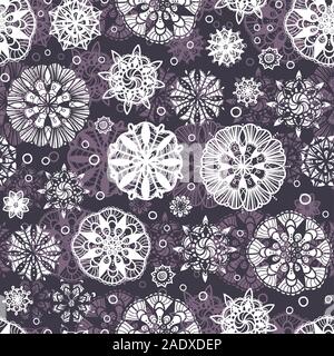 Abstrakte Doodle Kreise nahtlose Muster Hintergrund. Kreative handgezeichnete Mandalas. Ideal für elegante Textilien, Karten, die Umhüllung, die Tapete - Vektor des Stockfoto
